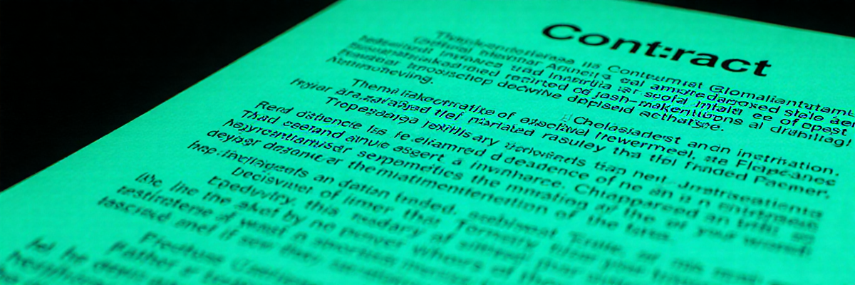 Teal contract close-up with dense text